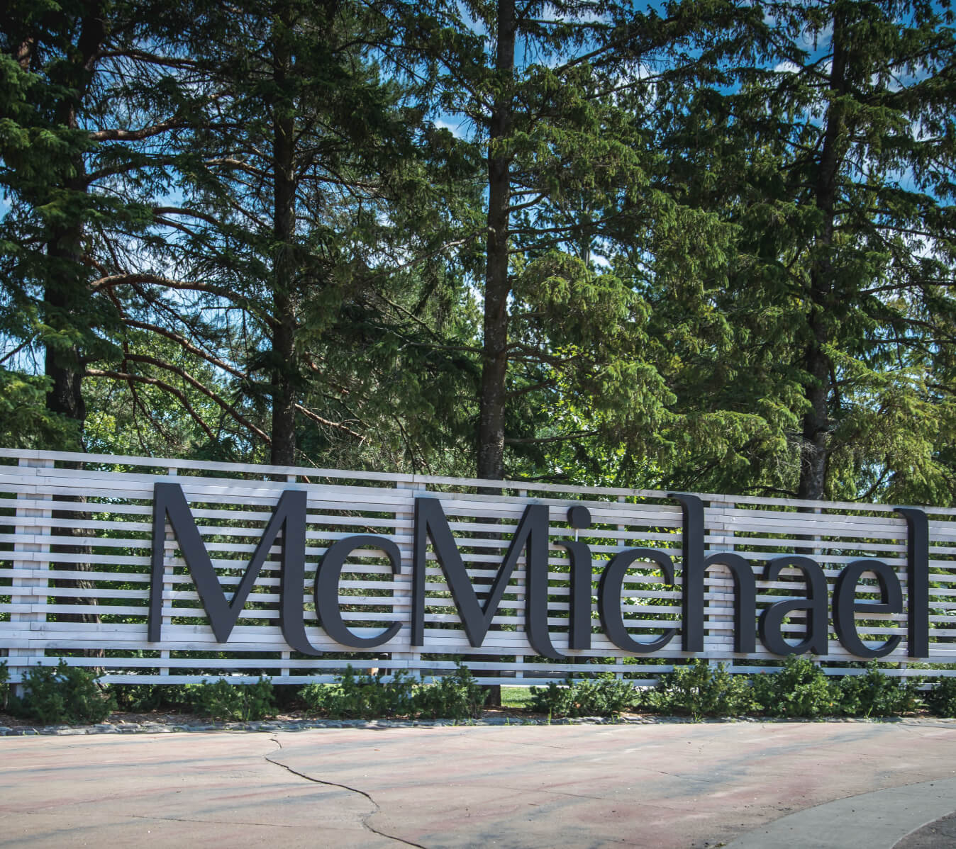 View of McMichael Canadian Arts Collection entrance sign.